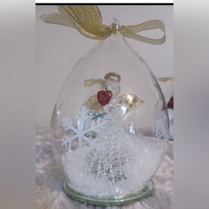 Glass Angel Ornament with Gold and Red Accents